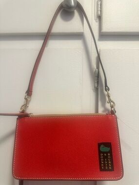 Dooney & Bourke Red Leather Crossbody Bag with Gold Hardware